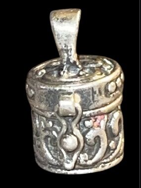 Sterling Silver 925 Ornate Cylinder Prayer Box Locket Pendant